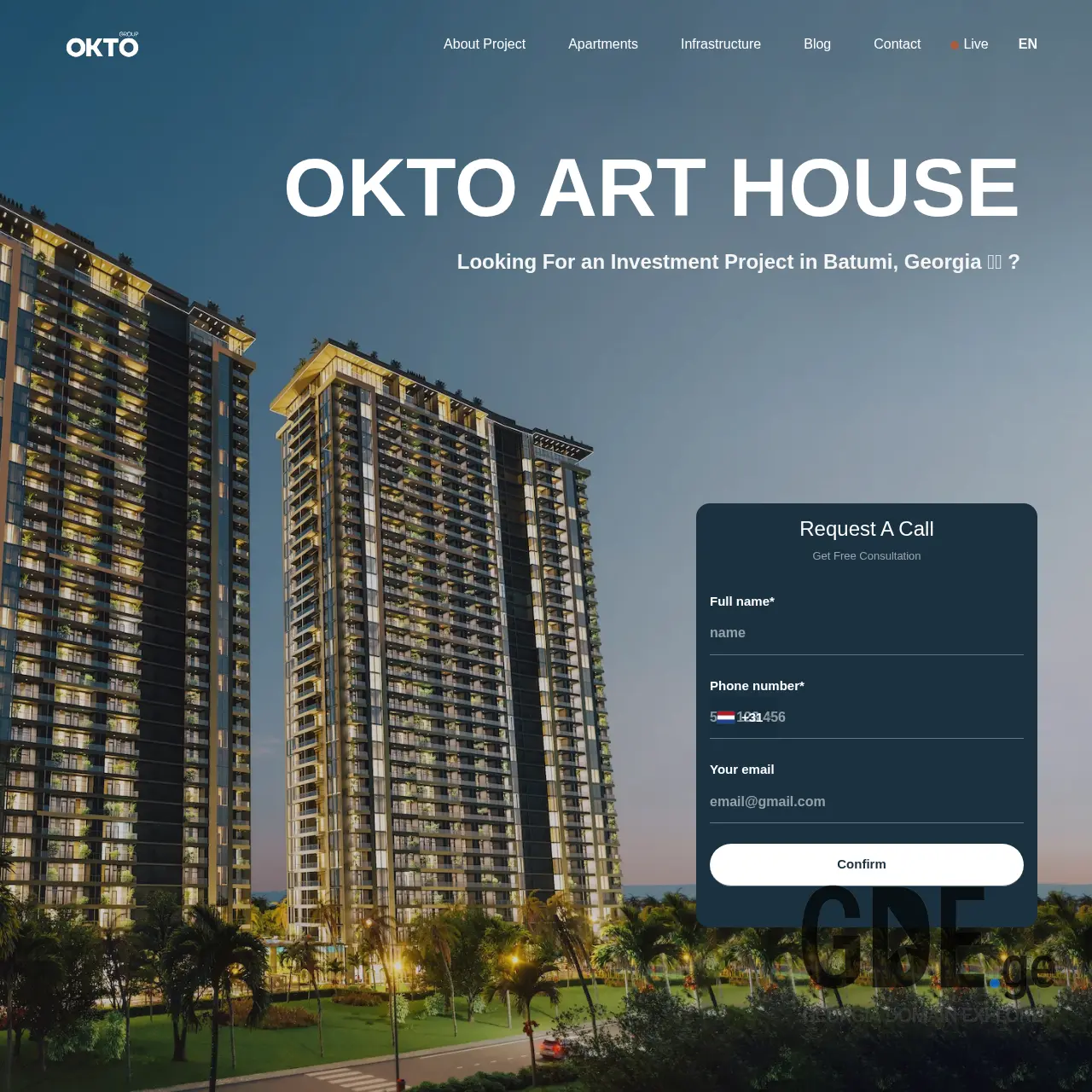 Screenshot of the site oktogroup.ge at 2025-12-11