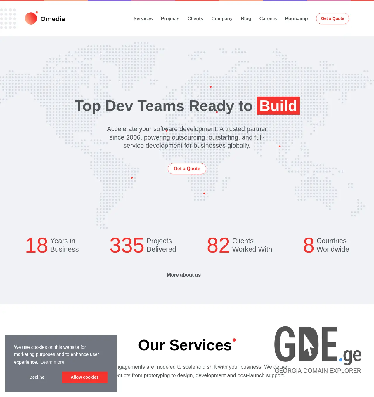 Screenshot of the site omedia.ge at 2025-12-01
