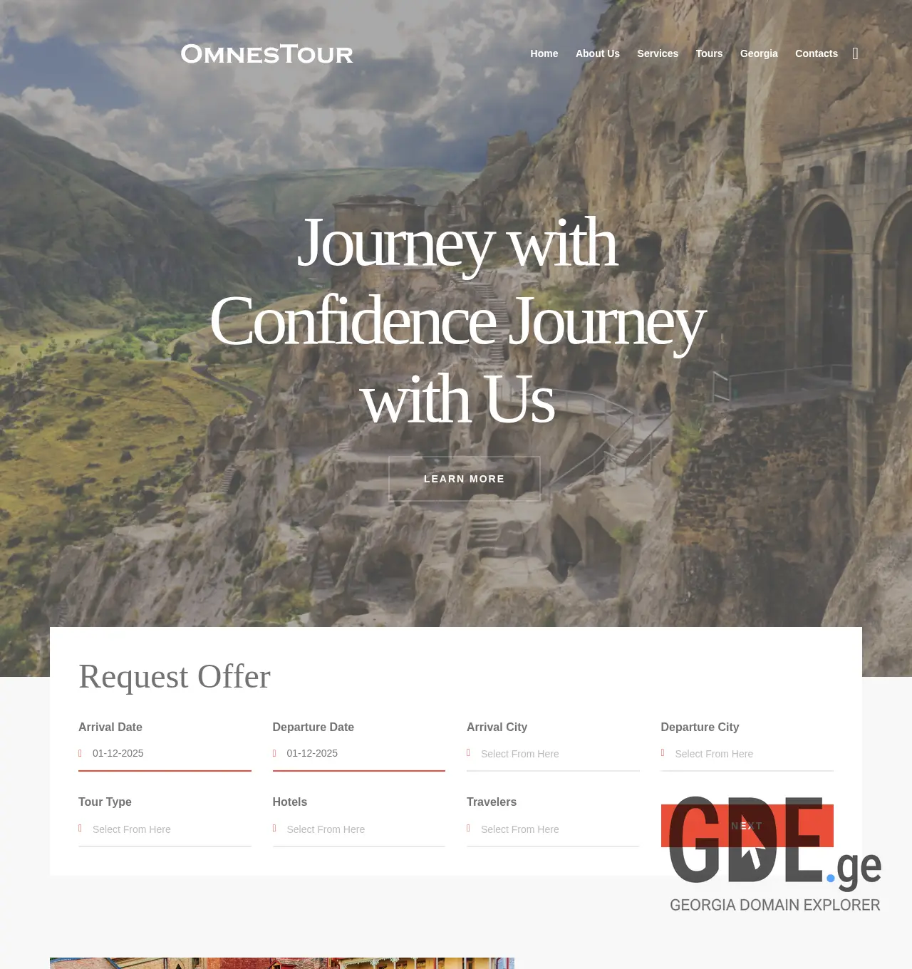 Screenshot of the site omnestour.ge at 2025-12-01