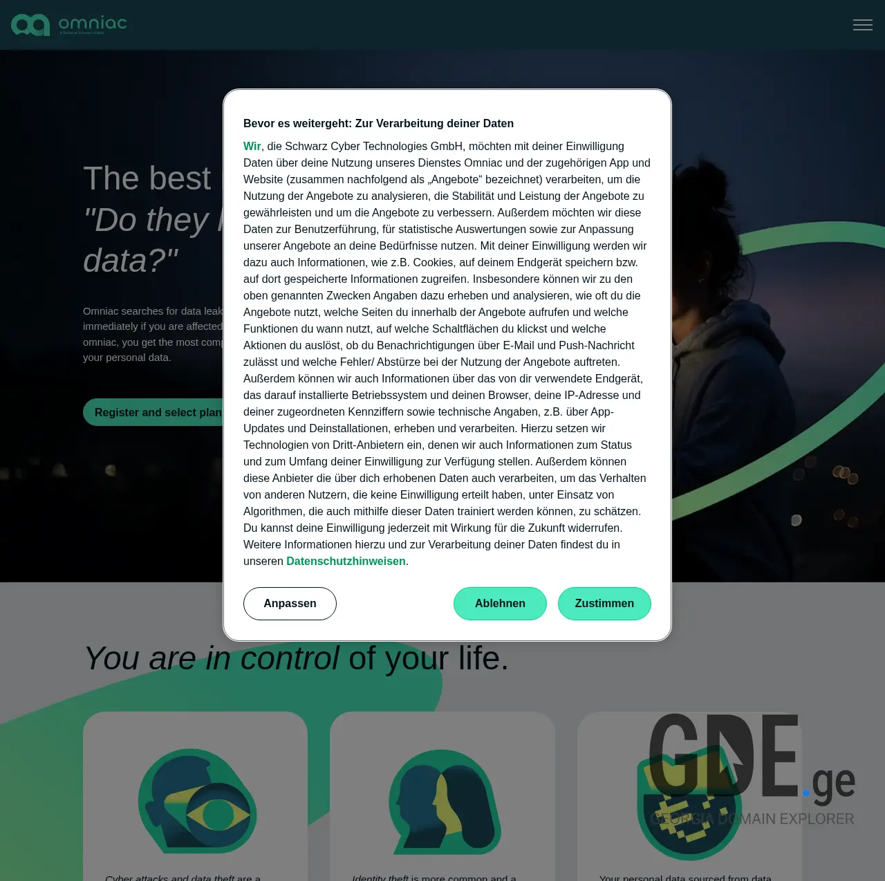 Screenshot of the site omniac.ge at 2025-12-12