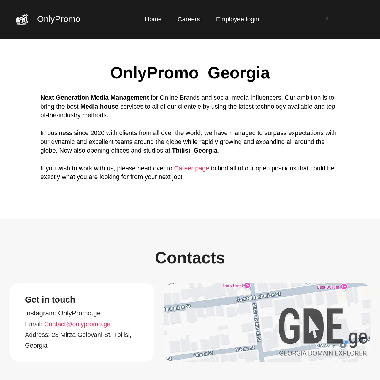 Screenshot of the site onlypromo.ge at 2025-12-12