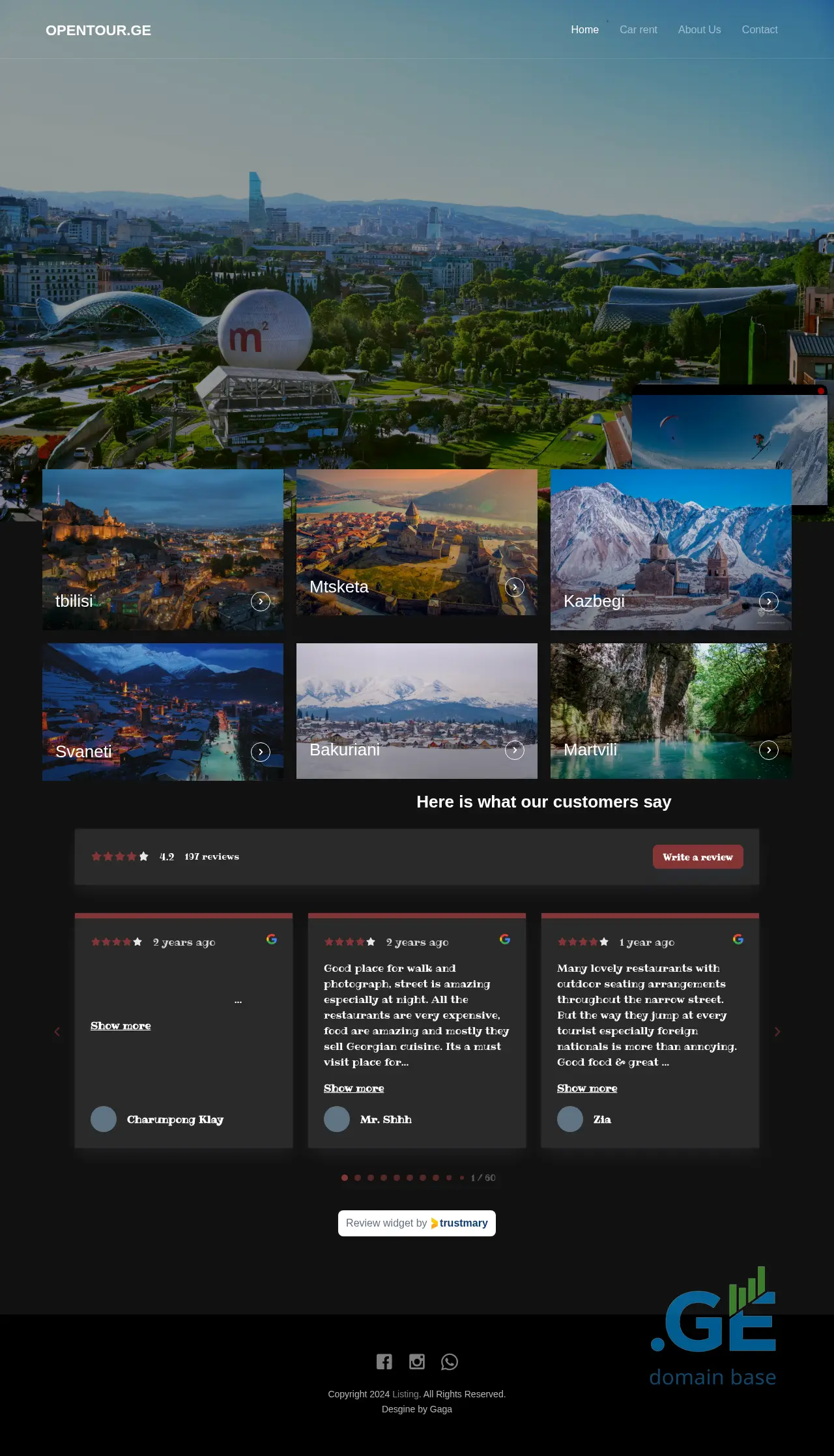 Screenshot of the site opentour.ge