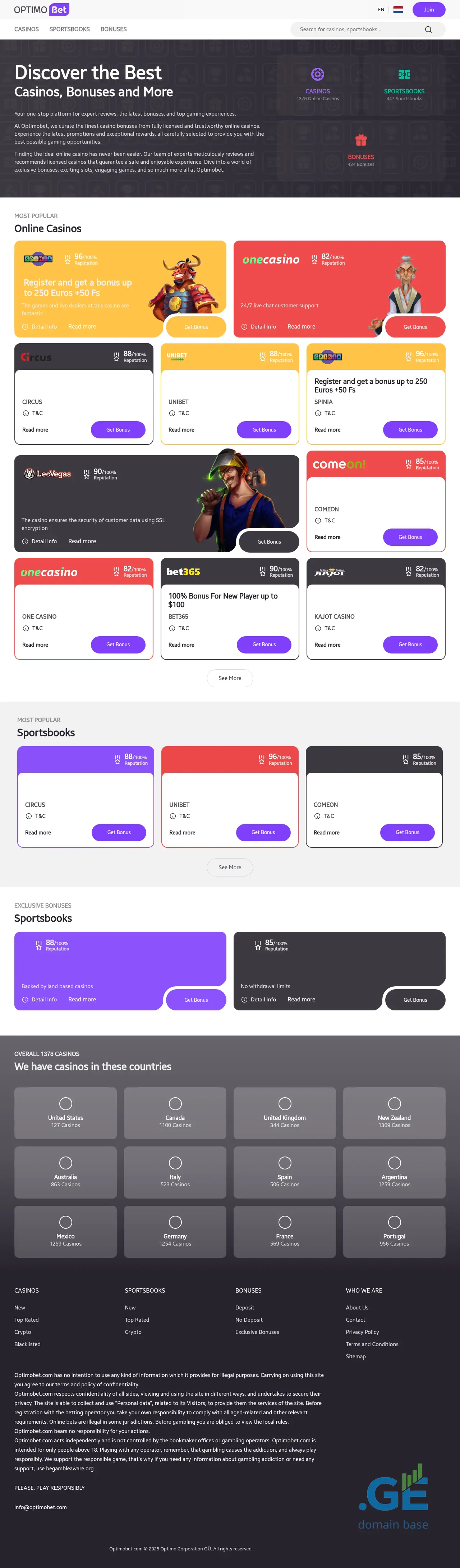 Screenshot of the site optimobet.ge