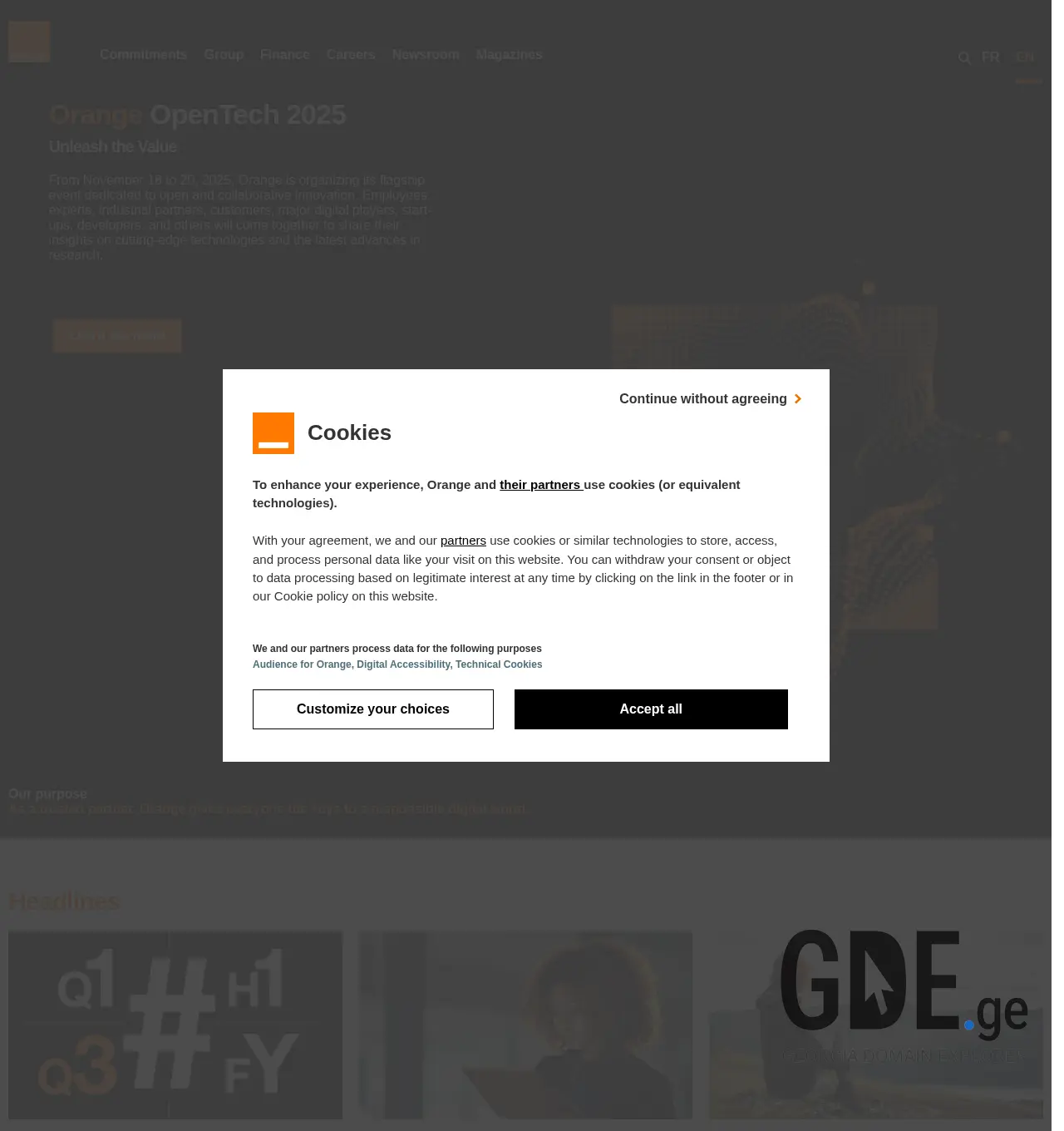 Screenshot of the site oran.ge at 2025-11-29