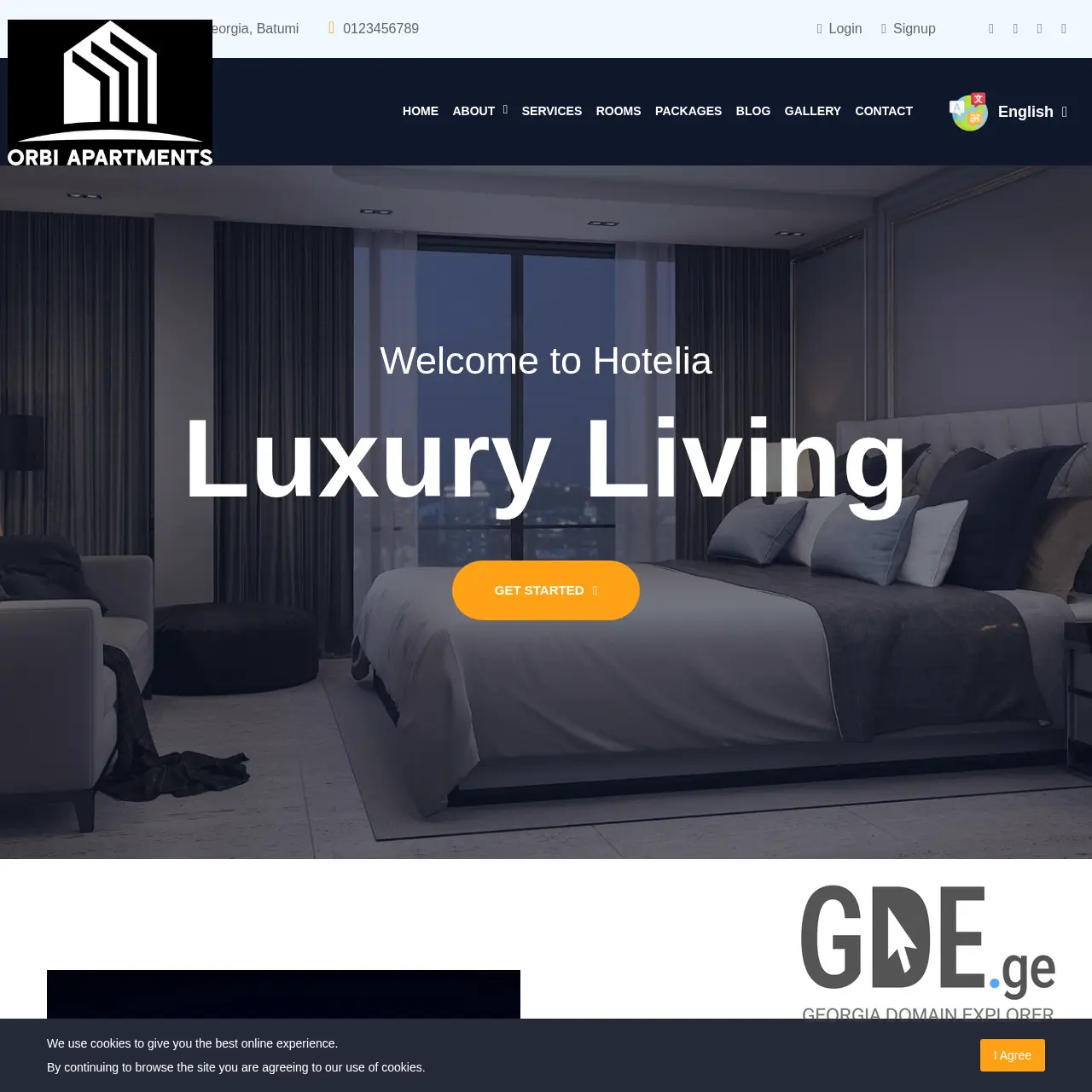 Screenshot of the site orbiapartments.ge at 2025-12-11