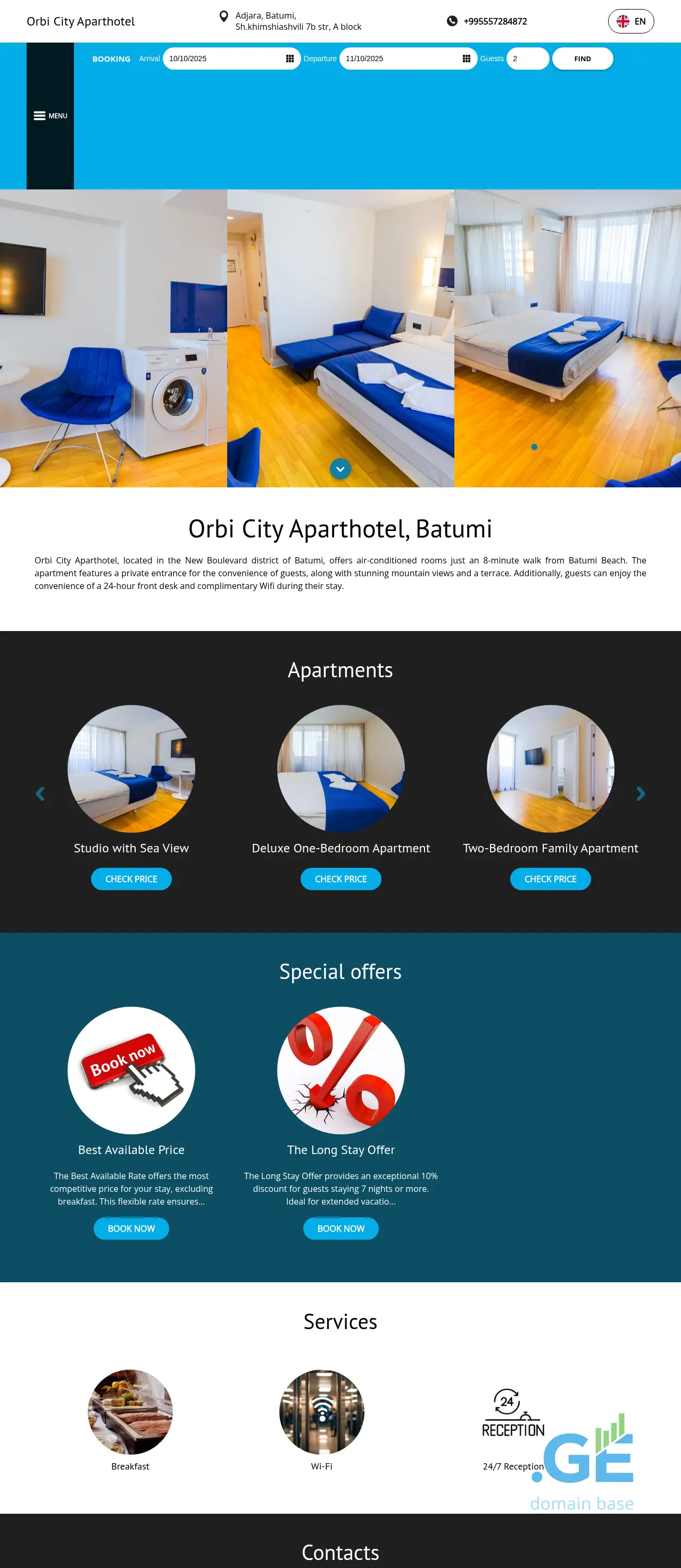 Screenshot of the site orbicityaparthotel.ge