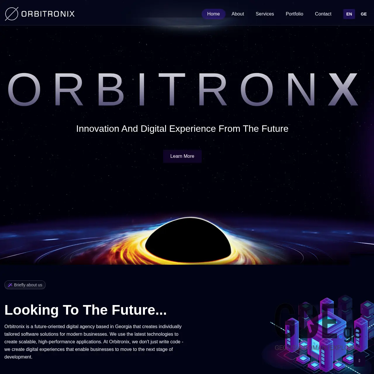 Screenshot of the site orbitronix.ge at 2025-12-12