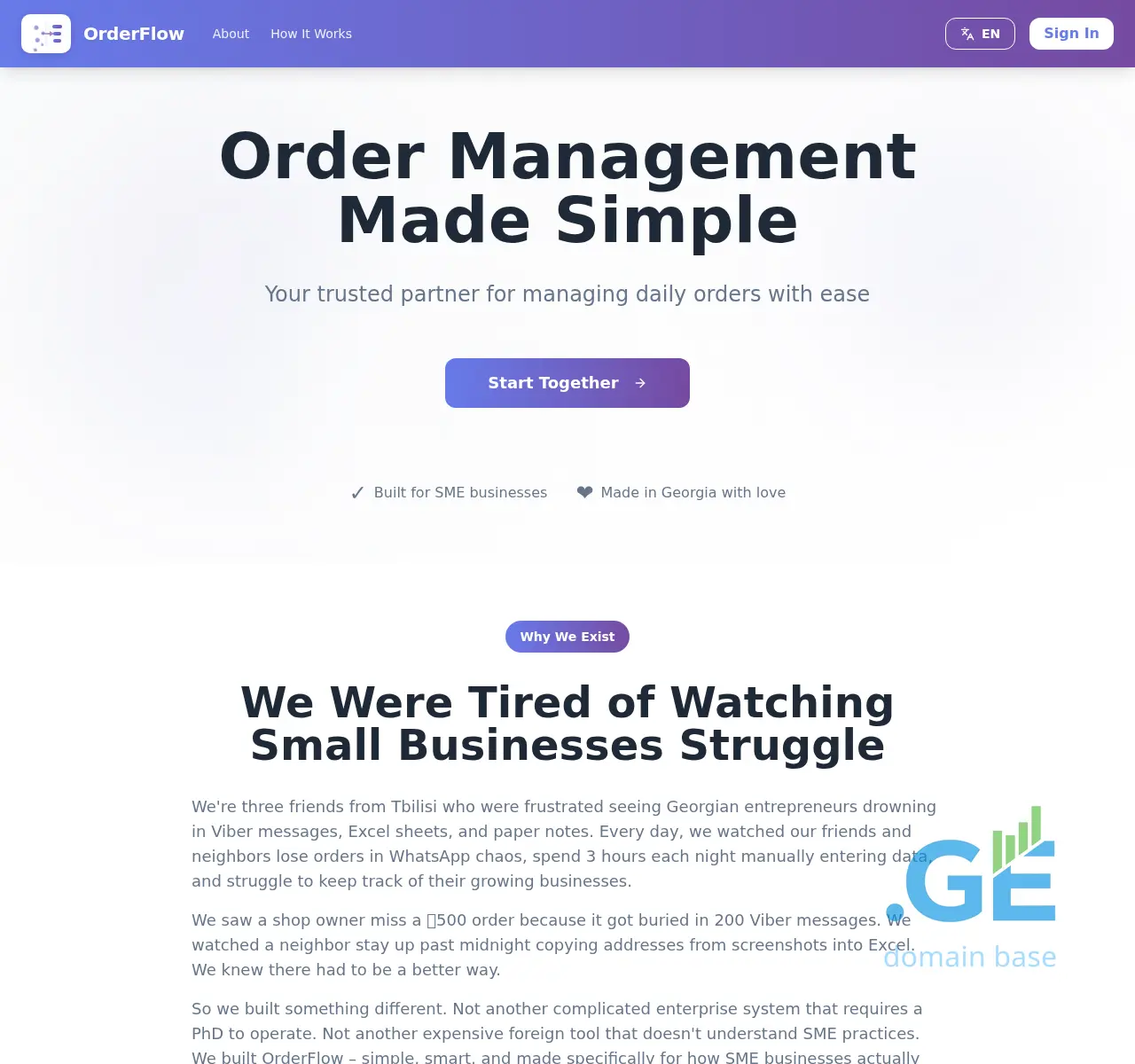 Screenshot of the site orderflow.ge at 2025-11-15