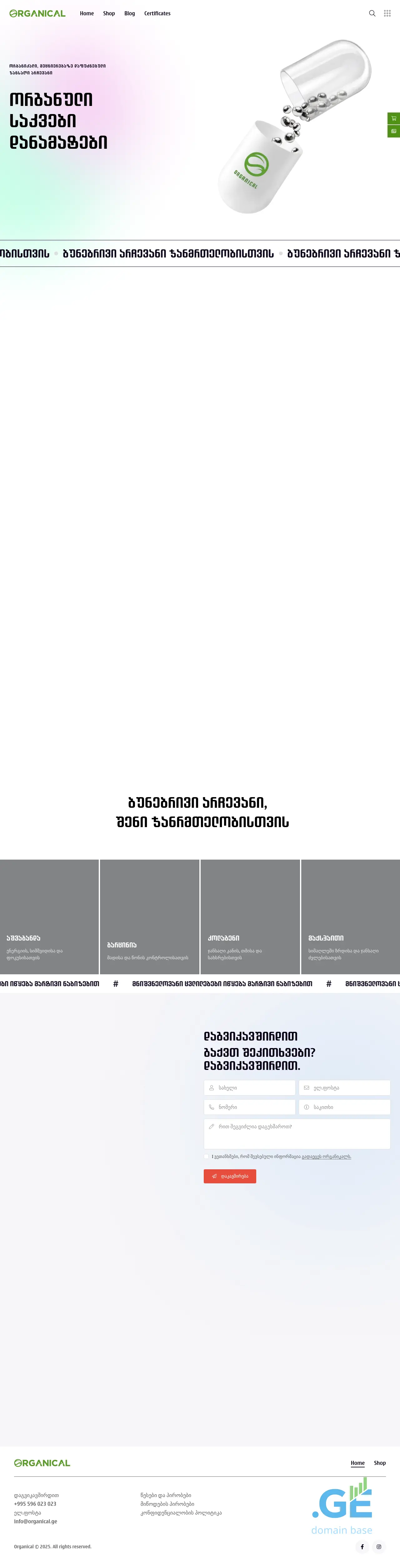 Screenshot of the site organical.ge