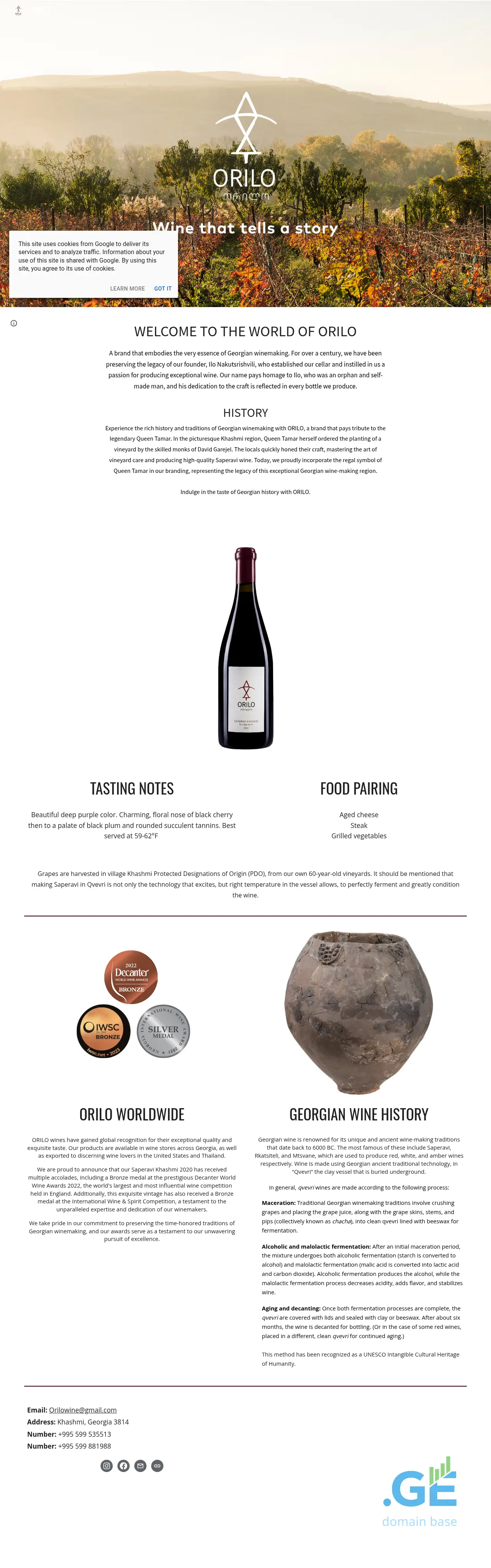 Screenshot of the site orilo.ge