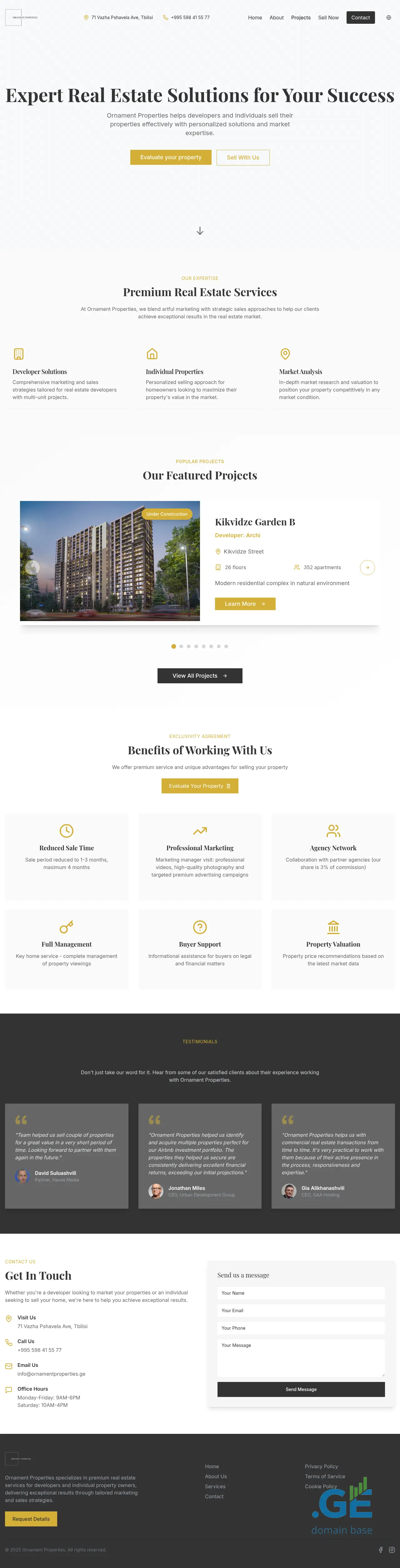Screenshot of the site ornamentproperties.ge