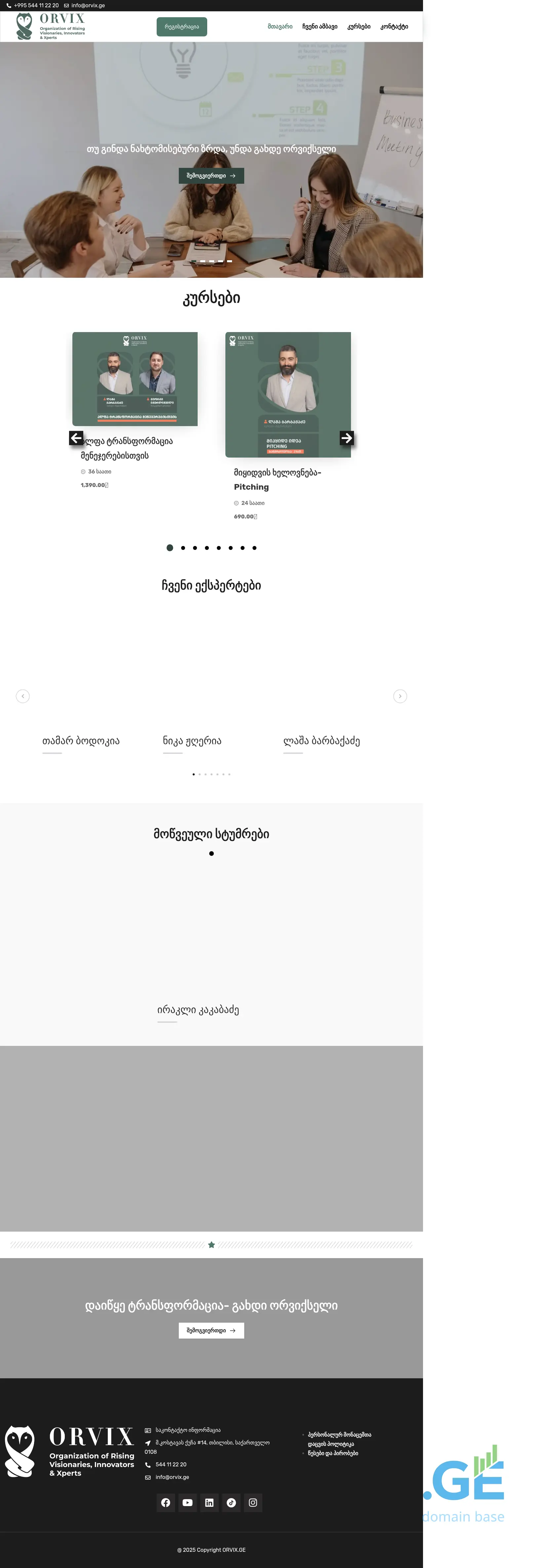 Screenshot of the site orvix.ge