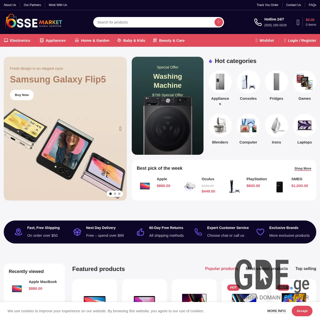 Screenshot of the site ossemarket.ge at 2025-12-19