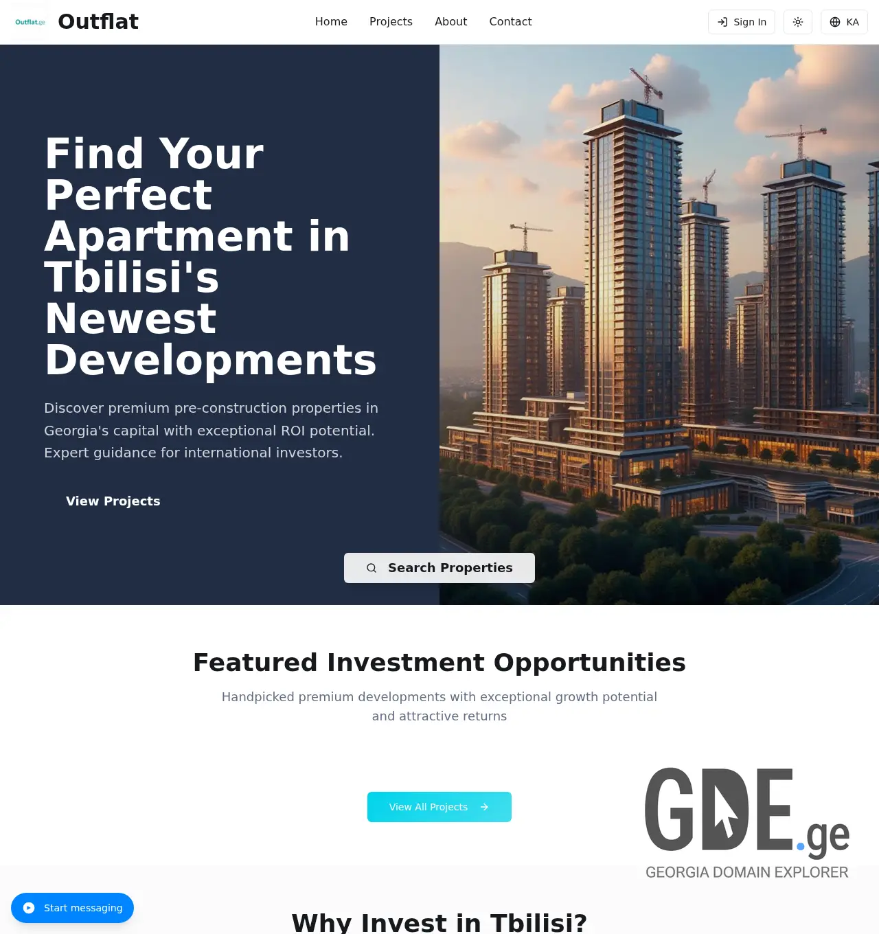 Screenshot of the site outflat.ge at 2025-12-01