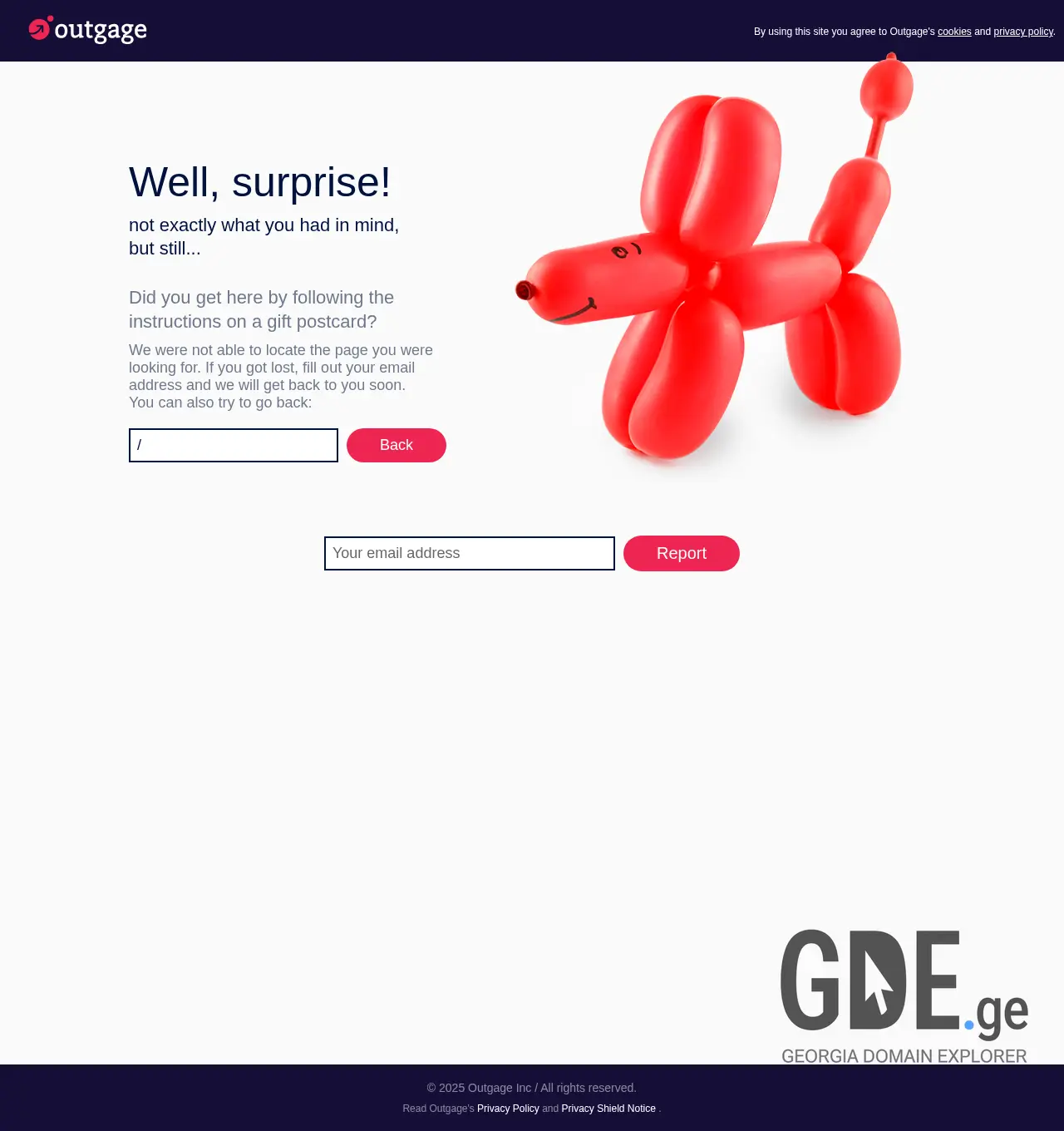 Screenshot of the site outga.ge at 2025-12-03