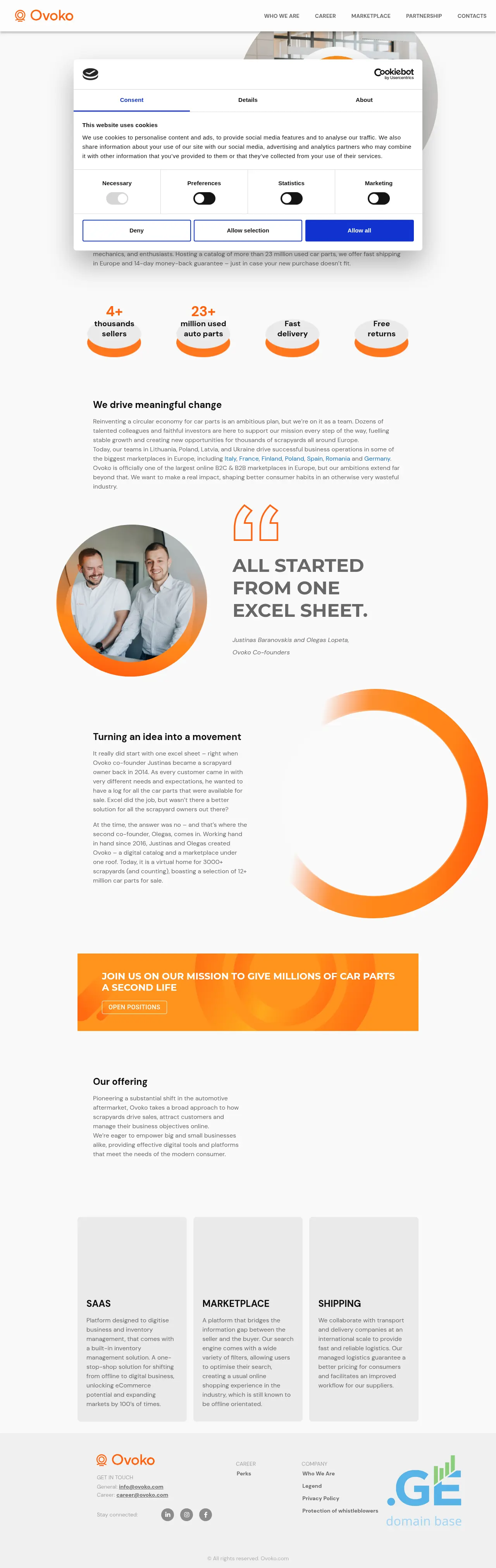 Screenshot of the site ovoko.ge