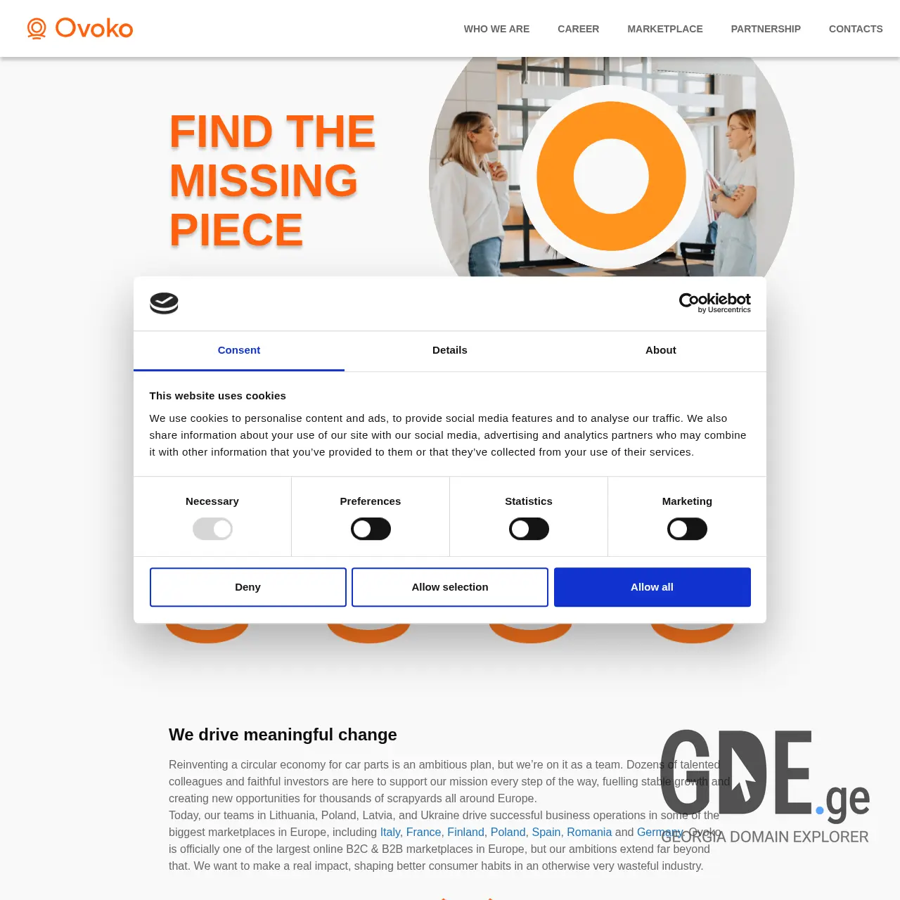 Screenshot of the site ovoko.ge at 2025-12-11