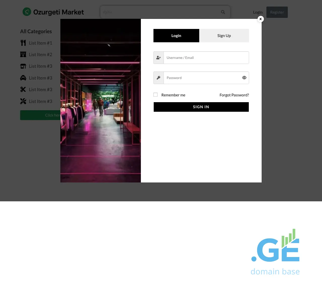 Screenshot of the site ozurgetimarket.ge