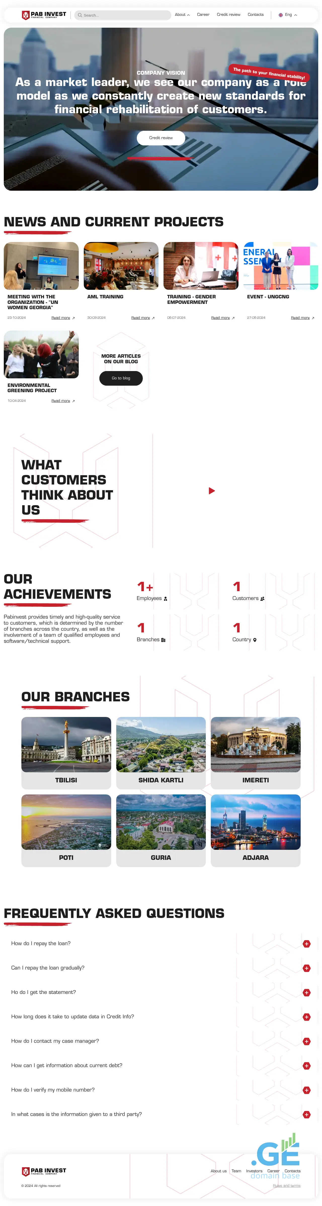 Screenshot of the site pabinvest.ge