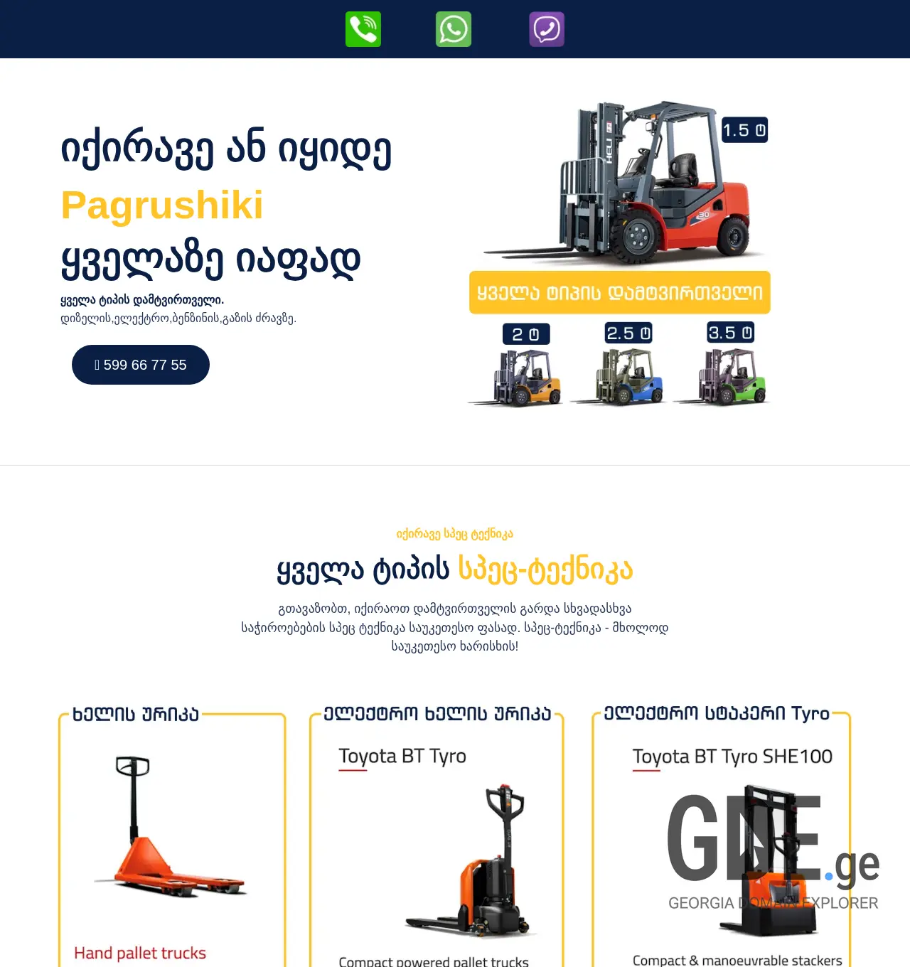 Screenshot of the site pagrushiki.ge at 2025-12-03