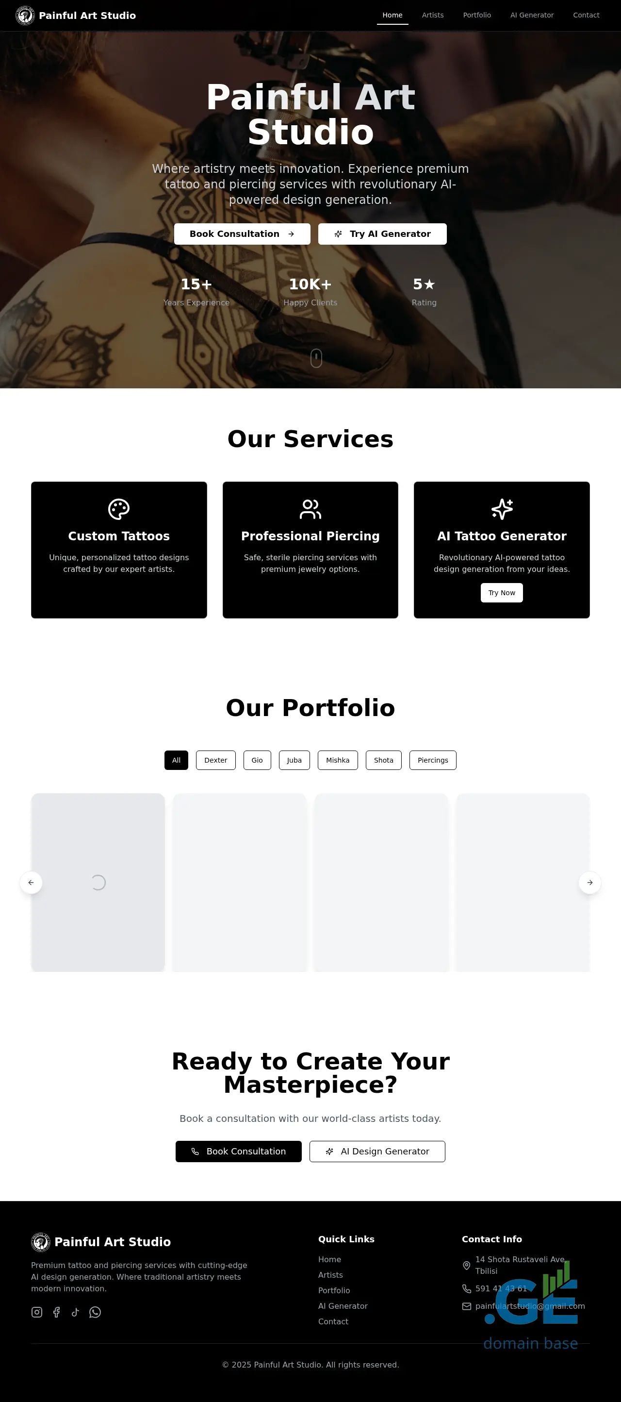 Screenshot of the site painfulart.ge