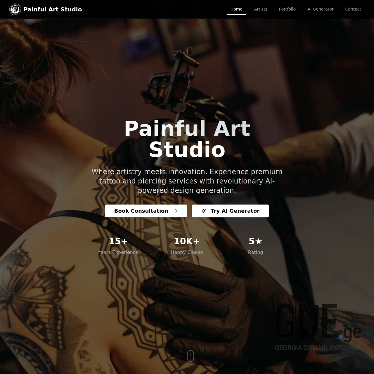Screenshot of the site painfulart.ge at 2025-12-12