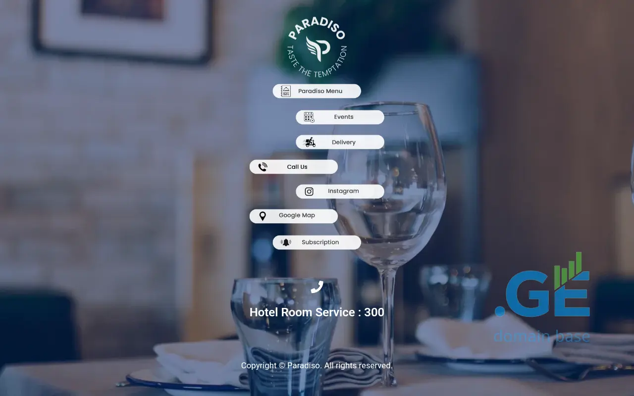 Screenshot of the site paradisorestaurant.ge
