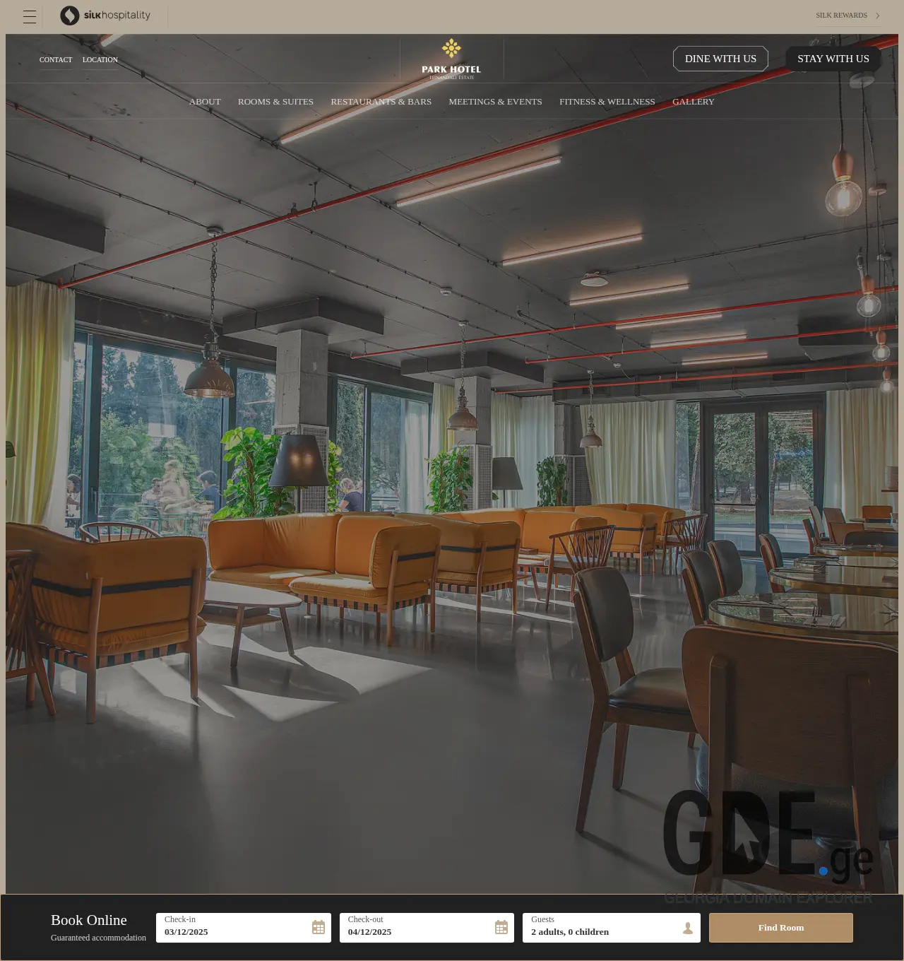 Screenshot of the site parkhotel.ge at 2025-12-03