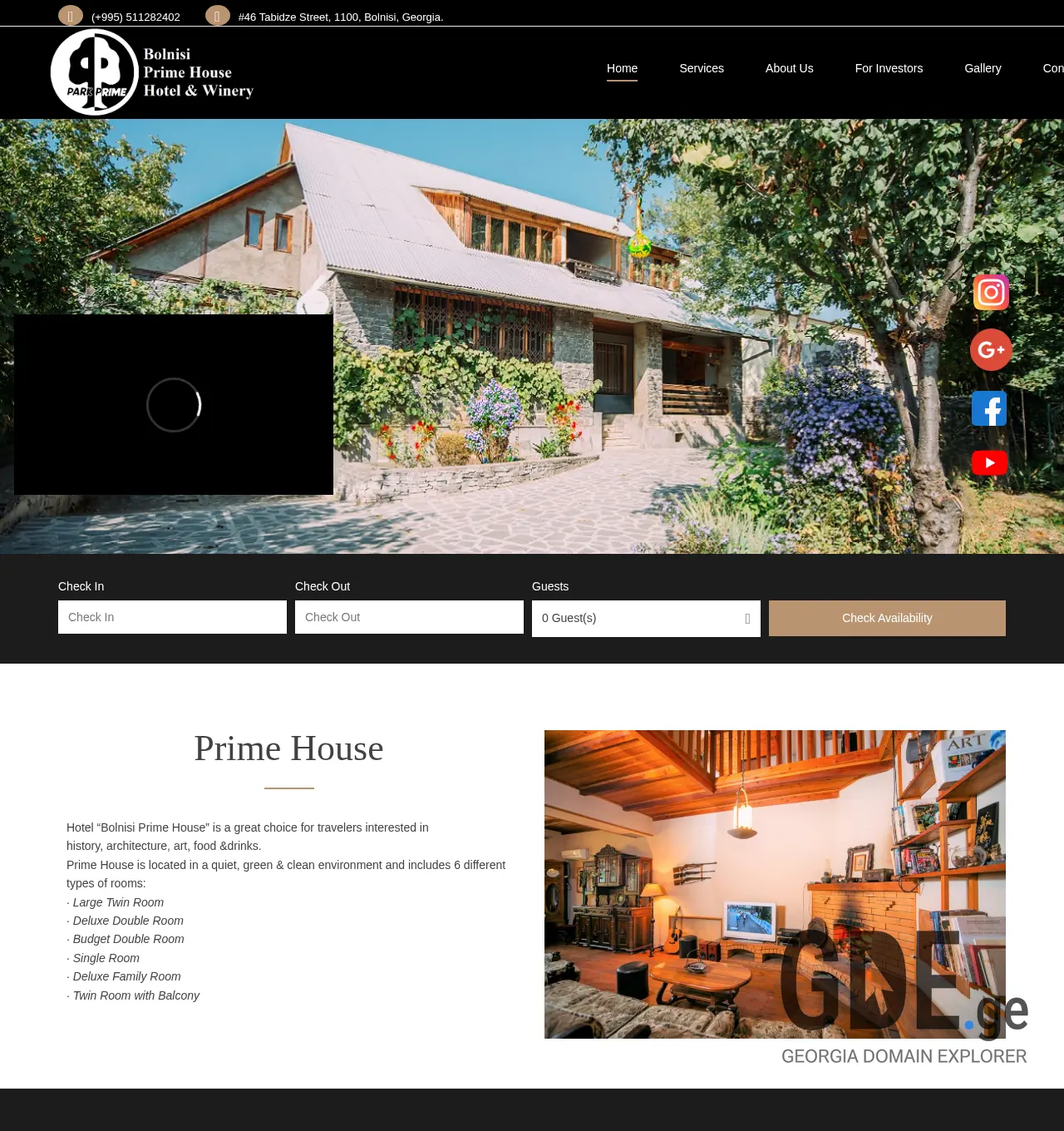 Screenshot of the site parkprime.ge at 2025-12-02