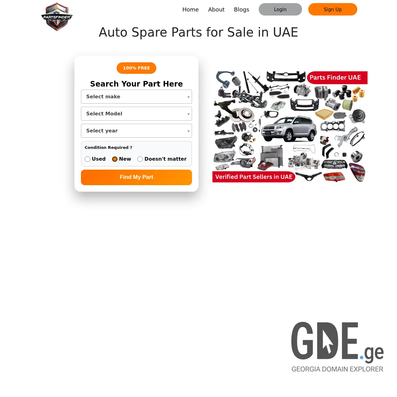 Screenshot of the site partsfinder.ge at 2025-12-14