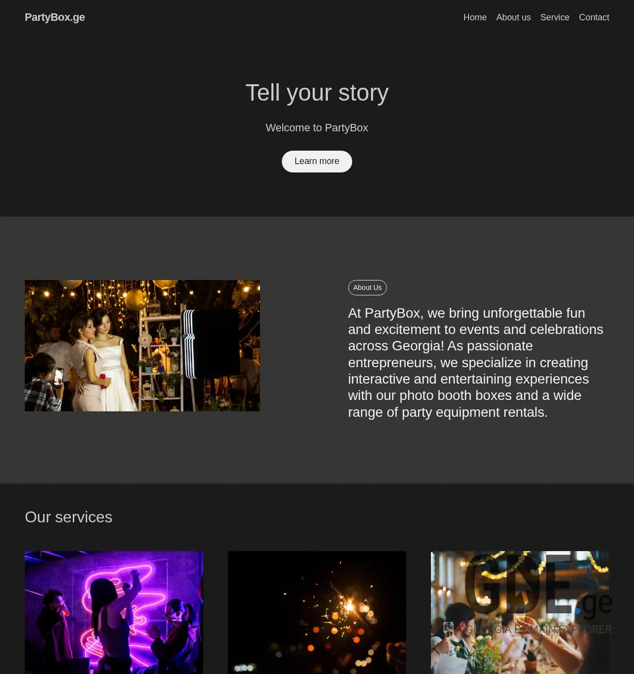 Screenshot of the site partybox.ge at 2025-12-03