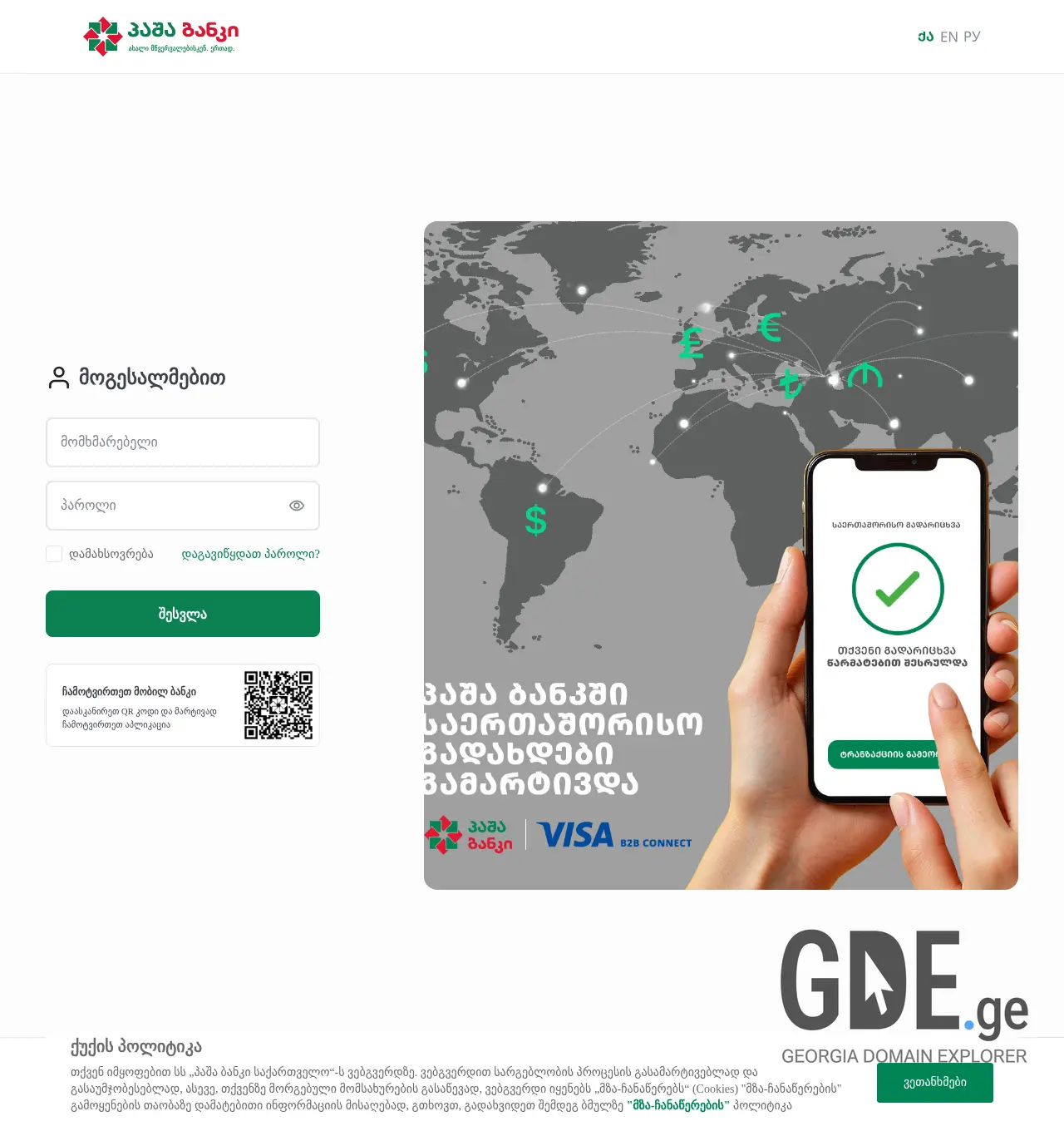 Screenshot of the site pashaonline.ge at 2025-11-29