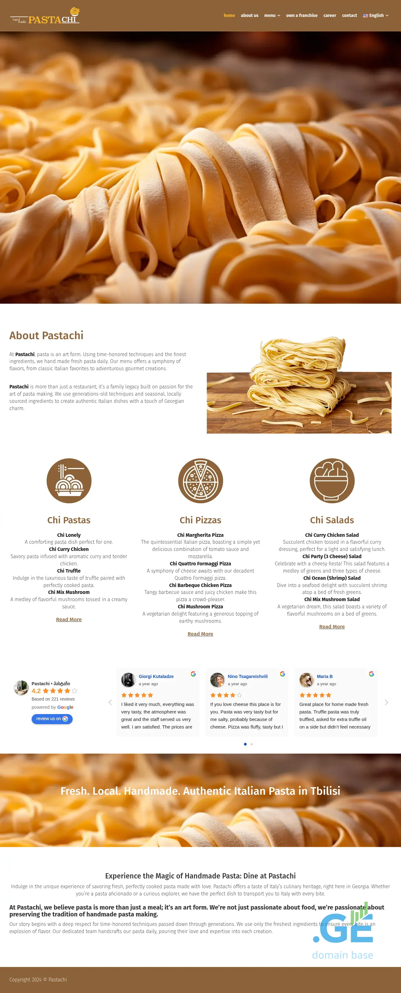 Screenshot of the site pastachi.ge