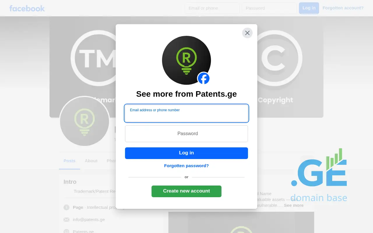 Screenshot of the site patents.ge