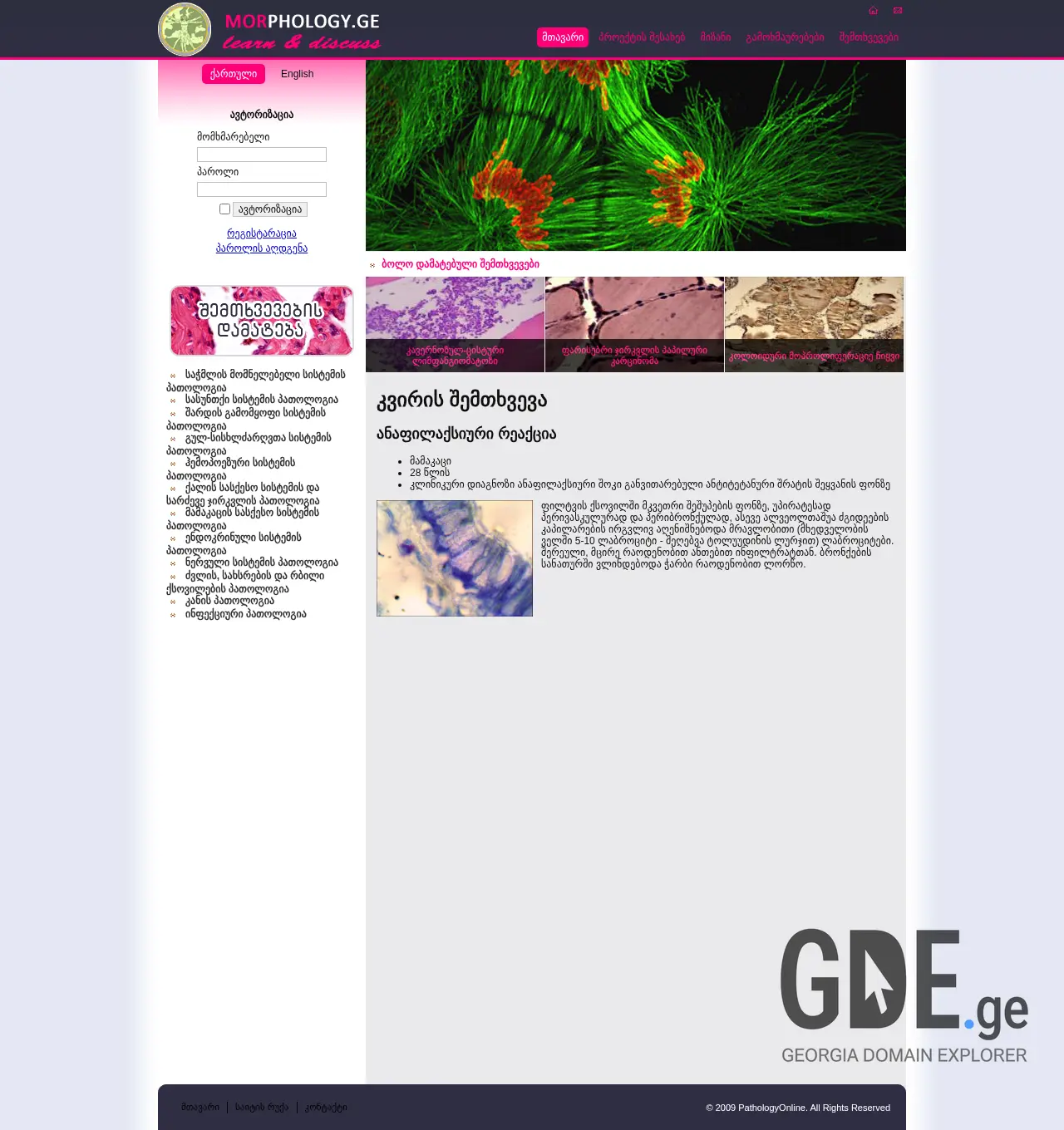 Screenshot of the site pathologyonline.ge at 2025-12-01
