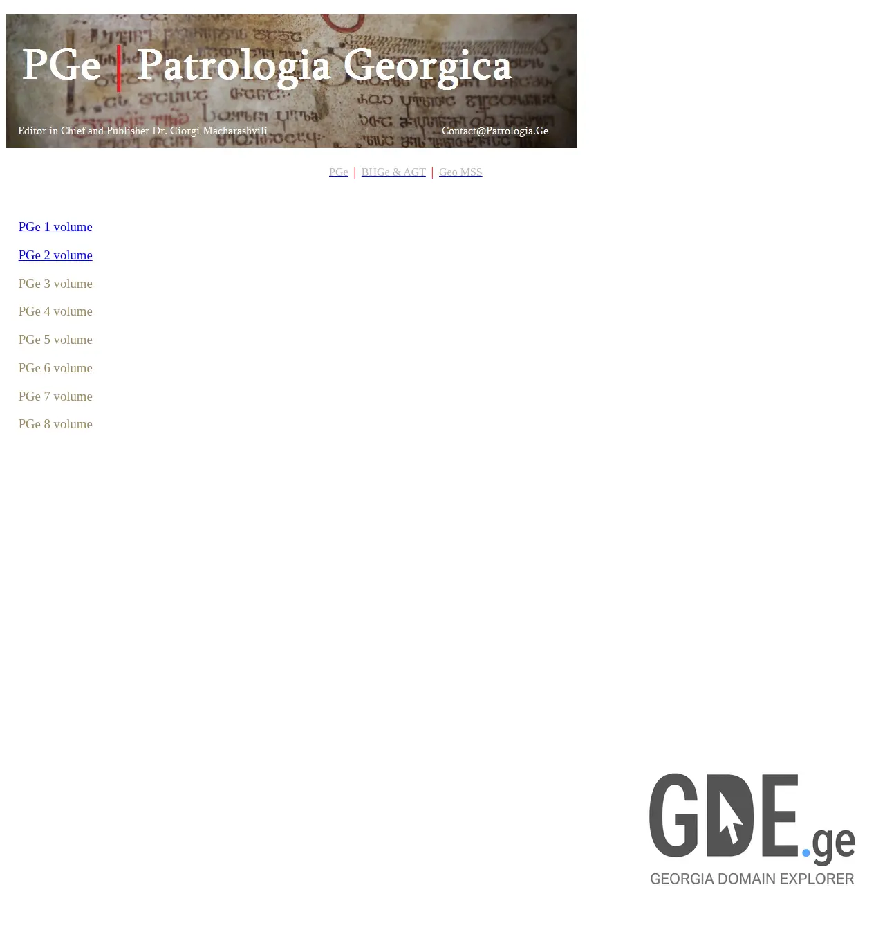 Screenshot of the site patrologia.ge at 2025-12-03