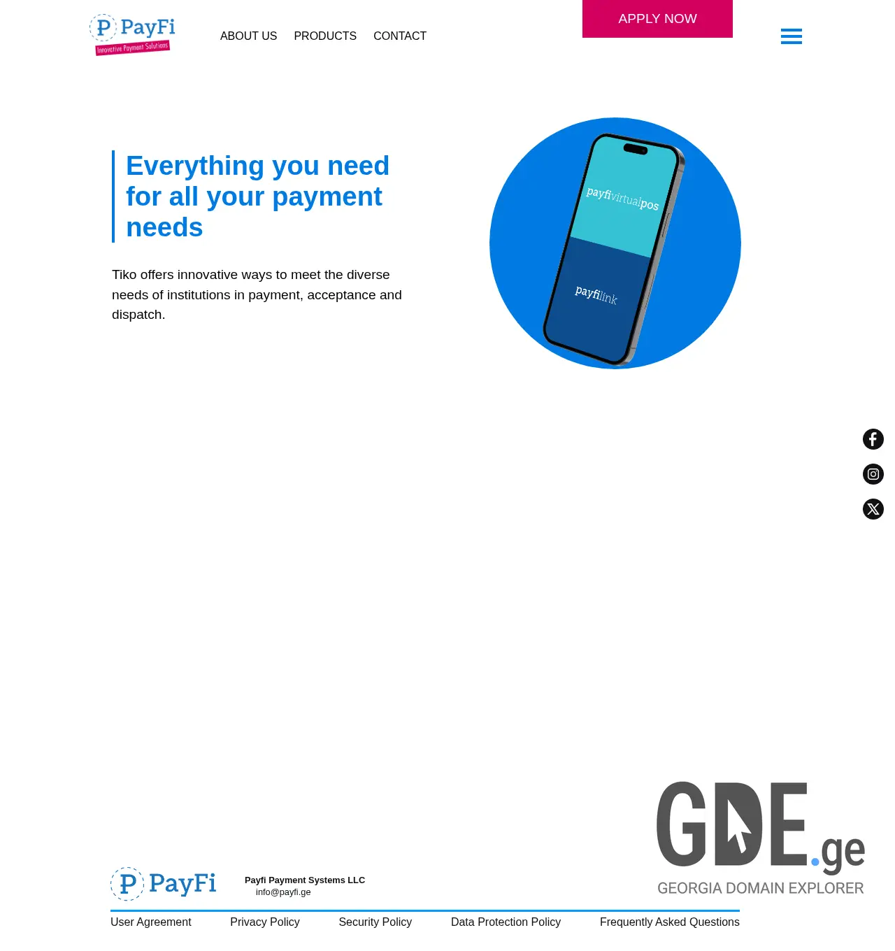 Screenshot of the site payfi.ge at 2025-12-03