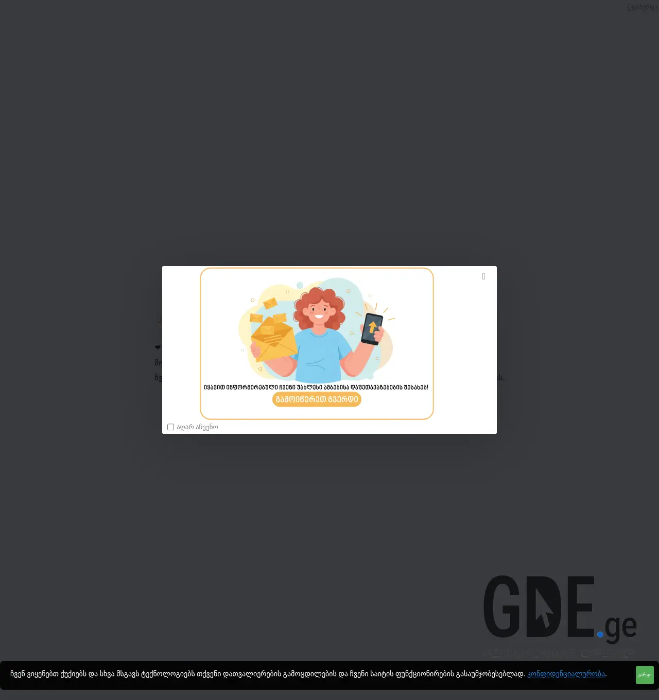 Screenshot of the site pcarena.ge at 2025-12-03