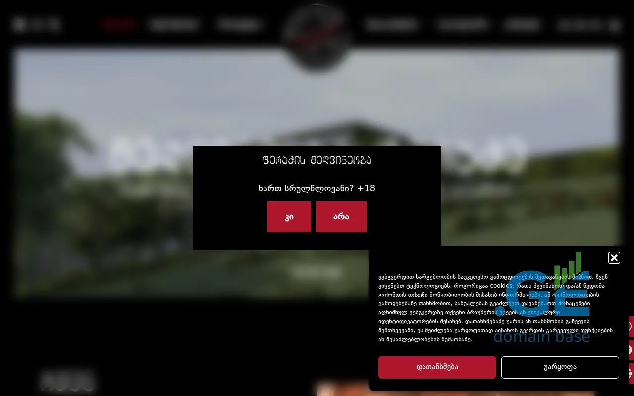 Screenshot of the site peradzewinery.ge