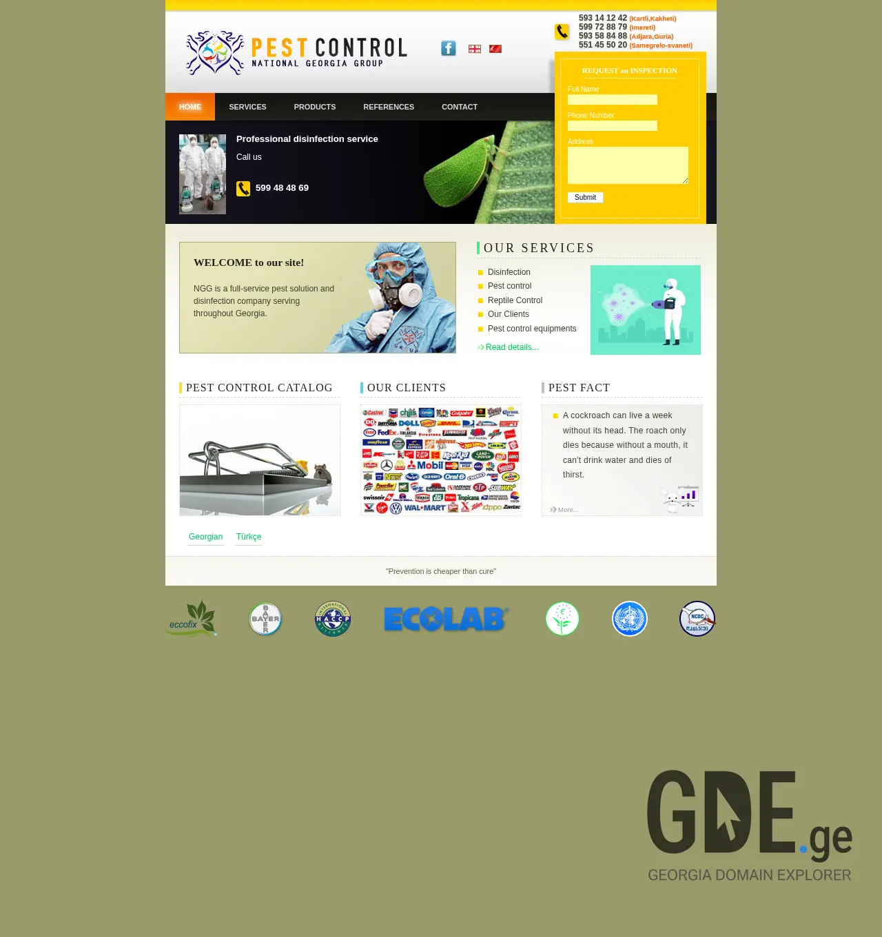 Screenshot of the site pestcontrol.ge at 2025-12-02