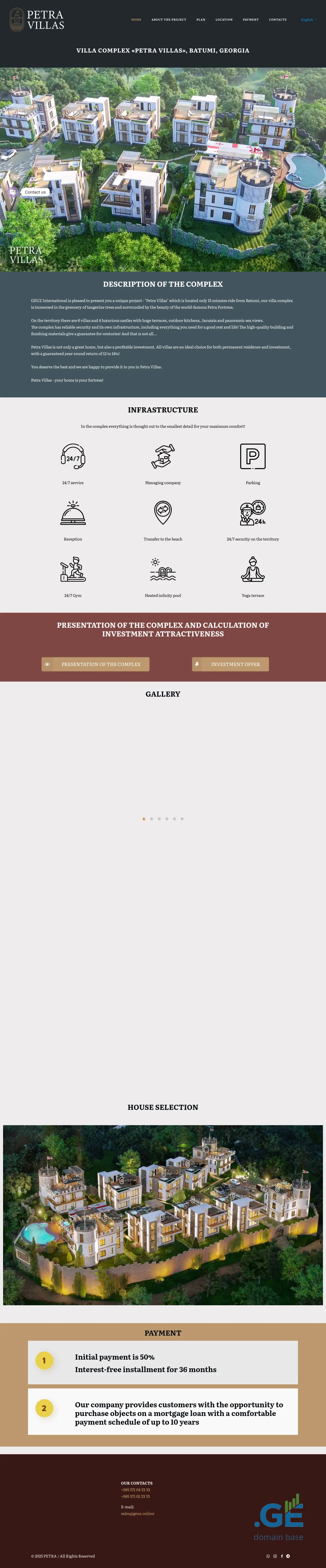 Screenshot of the site petravillas.ge