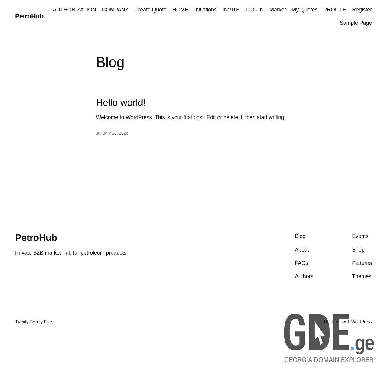 Screenshot of the site petrohub.ge at 2026-01-29