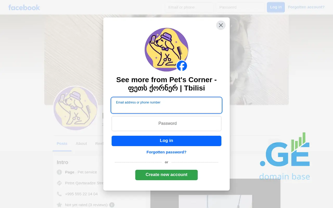Screenshot of the site petscorner.ge