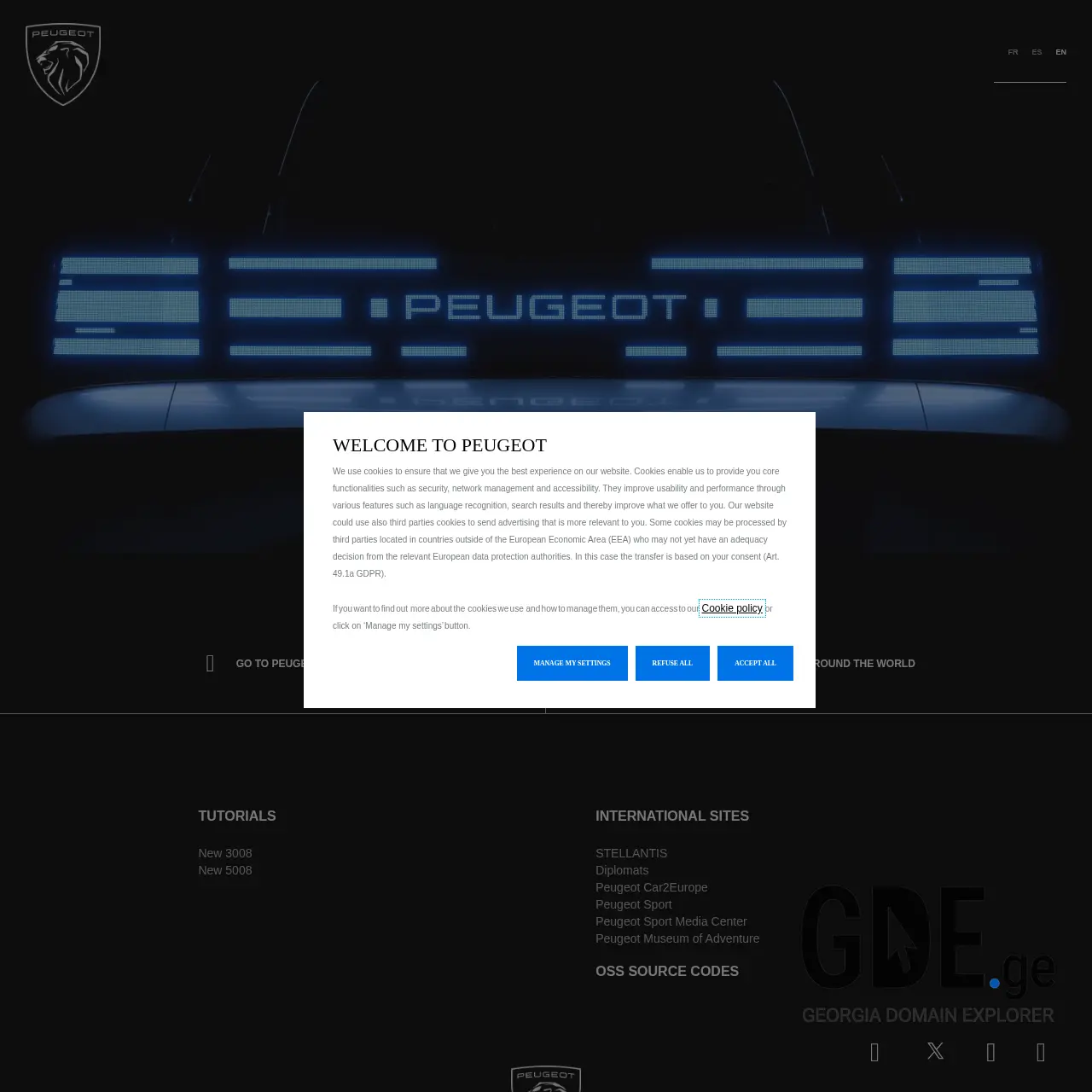 Screenshot of the site peugeot-tbilisi.ge at 2025-12-11