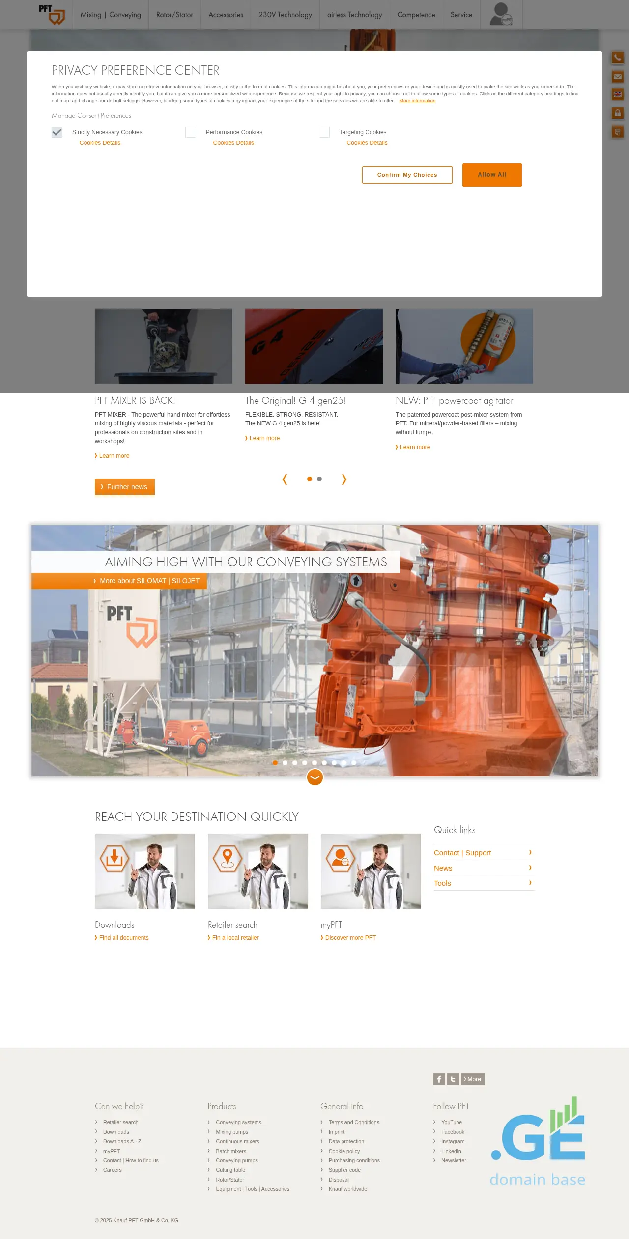 Screenshot of the site pft.ge
