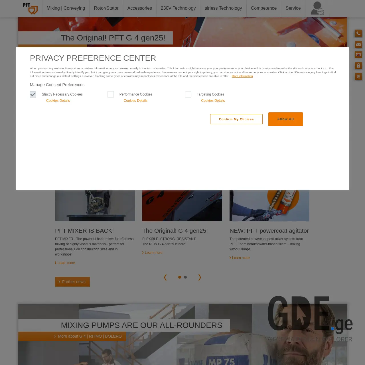 Screenshot of the site pft.ge at 2025-12-11