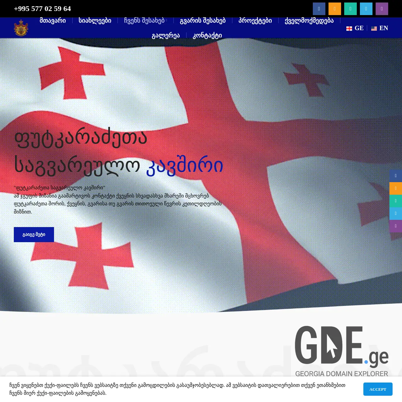 Screenshot of the site phutkaradzeebi.ge at 2025-12-11