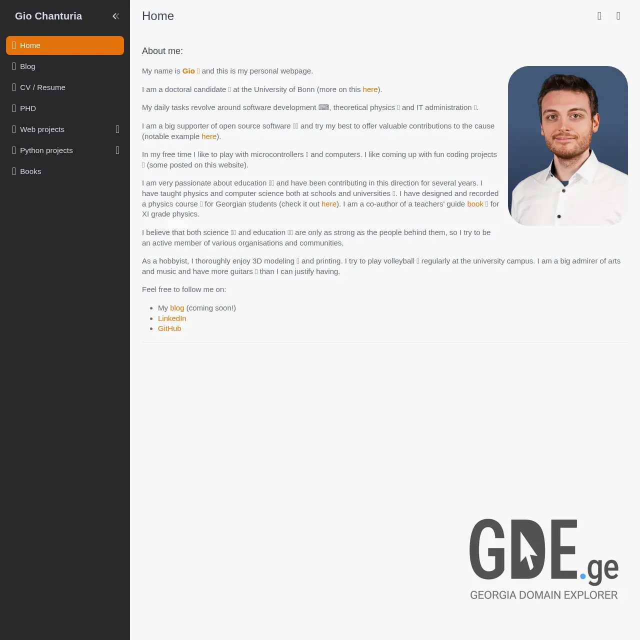 Screenshot of the site physica.ge at 2026-02-27