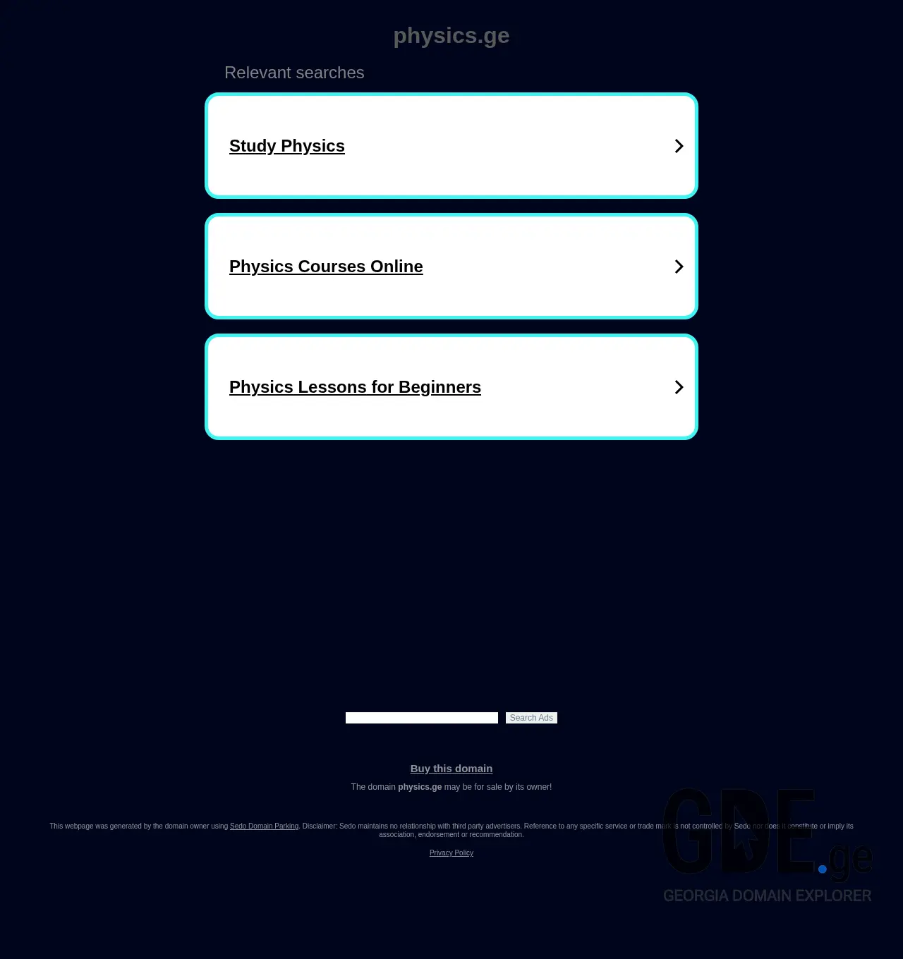 Screenshot of the site physics.ge at 2025-12-03