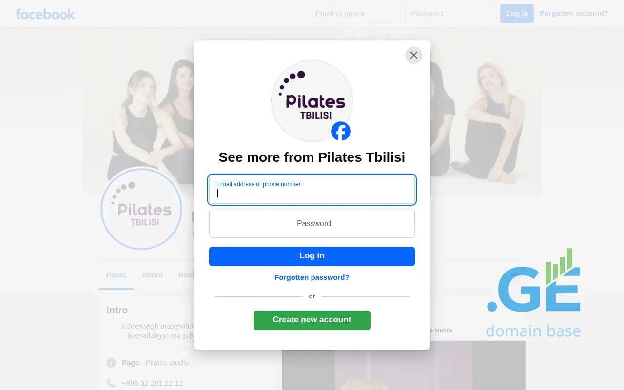 Screenshot of the site pilates.ge